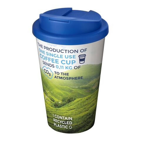 Nachhaltiger Werbeartikel Brite-Americano® 350 ml Isolierbecher mit auslaufsicherem Schraubverschluss – weiss-mittelblau – mit Logo bedruckt