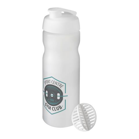 Werbeartikel Baseline Plus 650 ml Shakerflasche – weiss-klar mattiert – mit Logo bedruckt