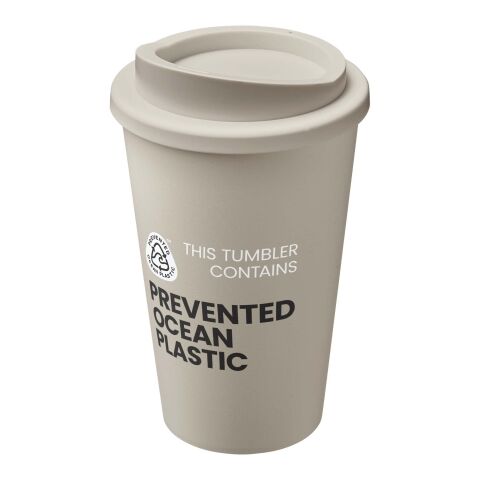 Werbeartikel Americano POP 350 ml Coffee-to-go Becher aus Ocean Plastic doppelwandig & spülmaschinenfest – Sandstone – mit Logo bedruckt