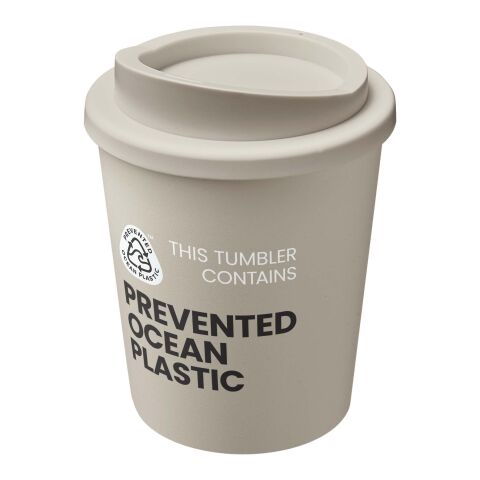 Werbeartikel 250 ml Americano® Espresso POP Coffee-to-go-Thermobecher aus Ocean Plastic, doppelwandig – Sandstone – mit Logo bedruckt