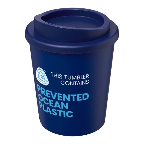 Werbeartikel 250 ml Americano® Espresso POP Coffee-to-go-Thermobecher aus Ocean Plastic, doppelwandig – blau – mit Logo bedruckt
