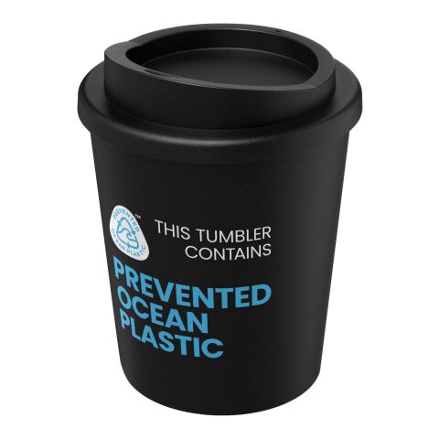 Werbeartikel 250 ml Americano® Espresso POP Coffee-to-go-Thermobecher aus Ocean Plastic, doppelwandig – schwarz – mit Logo bedruckt
