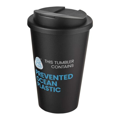 Werbeartikel Americano® POP 350 ml isolierter Trinkbecher mit auslaufsicherem Deckel – schwarz – mit Logo bedruckt