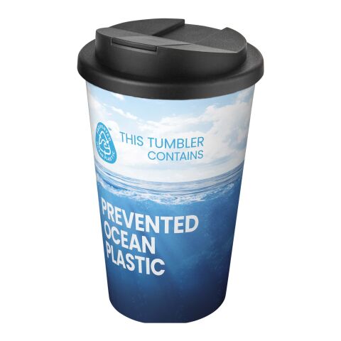Werbeartikel Brite-Americano® POP 350 ml isolierter Trinkbecher mit auslaufsicherem Deckel – schwarz – mit Logo bedruckt