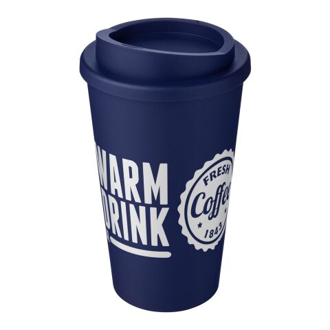 Werbeartikel 350 ml Americano® Isolierbecher, doppelwandiger Coffee-to-go-Becher Made in UK – dunkelblau – mit Logo bedruckt