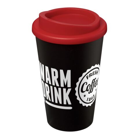 Werbeartikel Americano® 350 ml Isolierbecher – rot-schwarz – mit Logo bedruckt