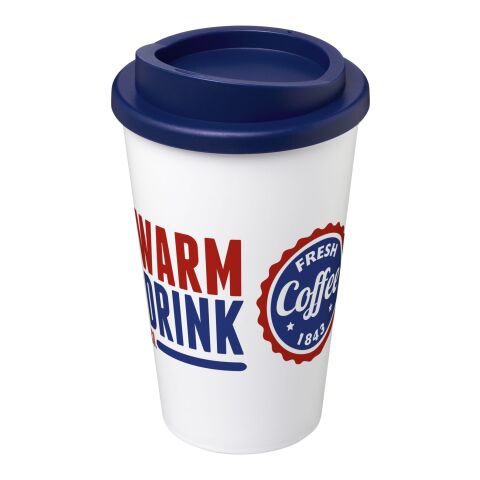 Werbeartikel Americano® 350 ml Isolierbecher – blau-weiss – mit Logo bedruckt