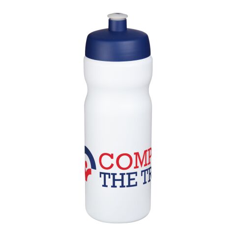 48h Express-Druck Werbeartikel Baseline® Plus 650 ml Sportflasche mit auslaufsicherem Deckel – blau-weiss – mit Logo bedruckt