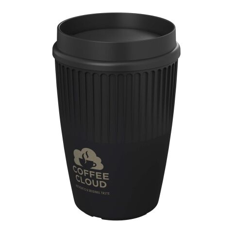 Werbeartikel Cirrus POP 350 ml Becher mit 360°-Deckel – Schwarz – mit Logo bedruckt