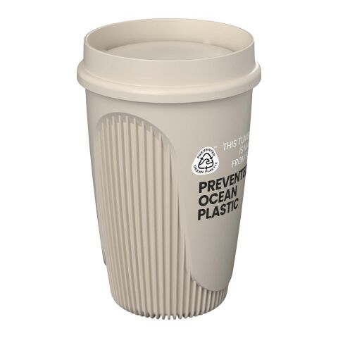Werbeartikel Alto POP 350 ml Becher mit 360°-Deckel – Sandstone – mit Logo bedruckt