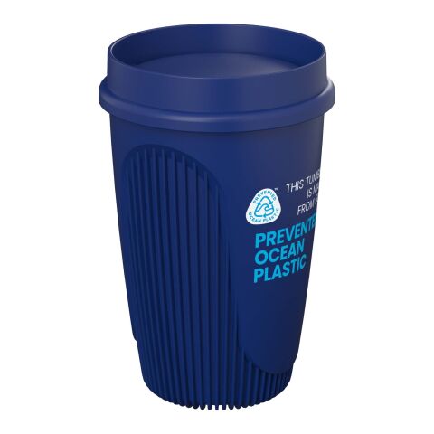 Werbeartikel Alto POP 350 ml Becher mit 360°-Deckel – blau – mit Logo bedruckt
