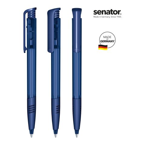 Werbeartikel senator Super Hit Clear SG Druckkugelschreiber – Marineblau – mit Logo bedruckt