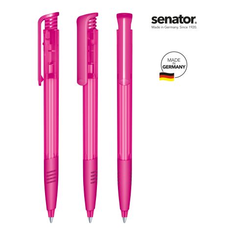 Werbeartikel senator Super Hit Clear SG Druckkugelschreiber – pink – mit Logo bedruckt