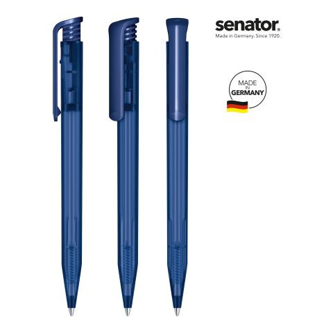 Werbeartikel senator Super Hit Frosted Druckkugelschreiber – Marineblau – mit Logo bedruckt