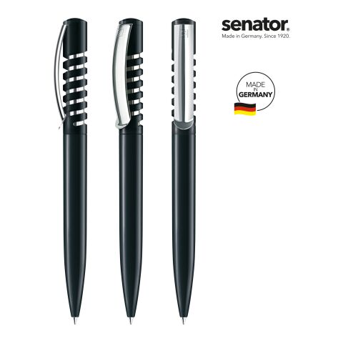 Werbeartikel senator New Spring Polished MC Druckkugelschreiber – schwarz – mit Logo bedruckt