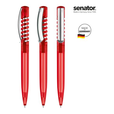 Werbeartikel senator New Spring Clear MC Druckkugelschreiber – rot – mit Logo bedruckt