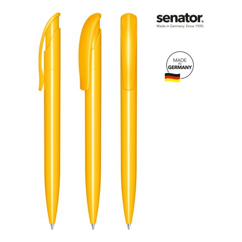 Werbeartikel senator Challenger Polished Druckkugelschreiber – gelb – mit Logo bedruckt