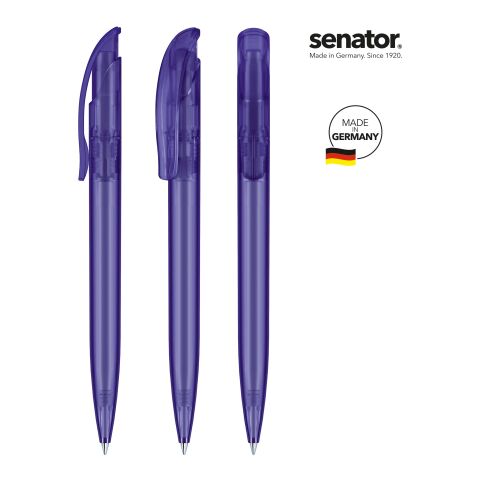 Werbeartikel senator Challenger Frosted Druckkugelschreiber – violett – mit Logo bedruckt