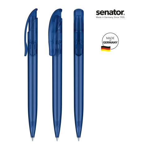 Werbeartikel senator Challenger Frosted Druckkugelschreiber – Marineblau – mit Logo bedruckt