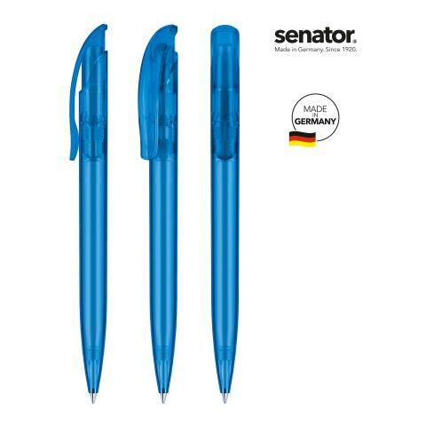 Werbeartikel senator Challenger Frosted Druckkugelschreiber – königsblau – mit Logo bedruckt