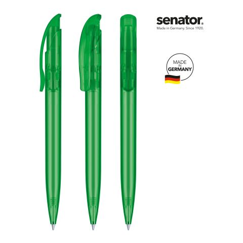 Werbeartikel senator Challenger Frosted Druckkugelschreiber – grün – mit Logo bedruckt