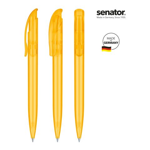 Werbeartikel senator Challenger Frosted Druckkugelschreiber – gelb – mit Logo bedruckt