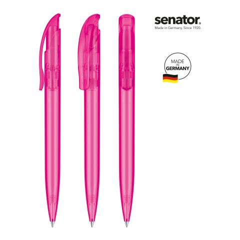 Werbeartikel senator Challenger Frosted Druckkugelschreiber – pink – mit Logo bedruckt