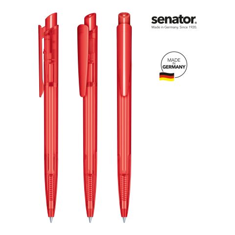 Werbeartikel senator Dart Clear Druckkugelschreiber – rot – mit Logo bedruckt