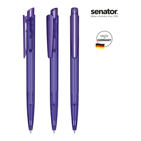 Werbeartikel senator Dart Clear Druckkugelschreiber – violett – mit Logo bedruckt