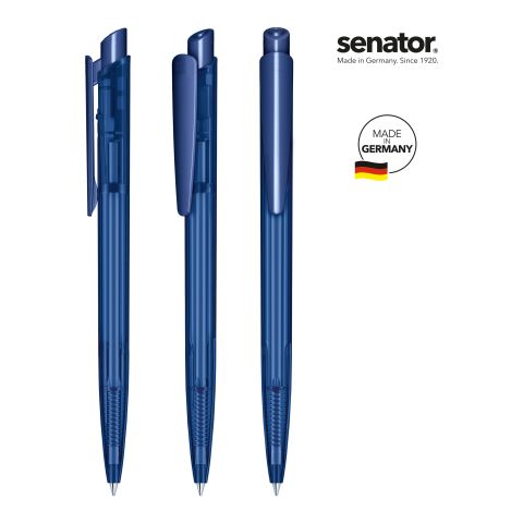 Werbeartikel senator Dart Clear Druckkugelschreiber – Marineblau – mit Logo bedruckt