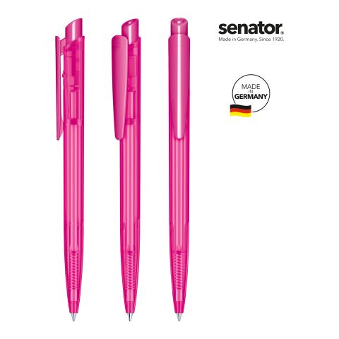 Werbeartikel senator Dart Clear Druckkugelschreiber – pink – mit Logo bedruckt