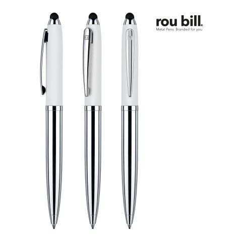 Werbeartikel roubill Nautic Touch Pad Pen Drehkugelschreiber – weiss – mit Logo bedruckt