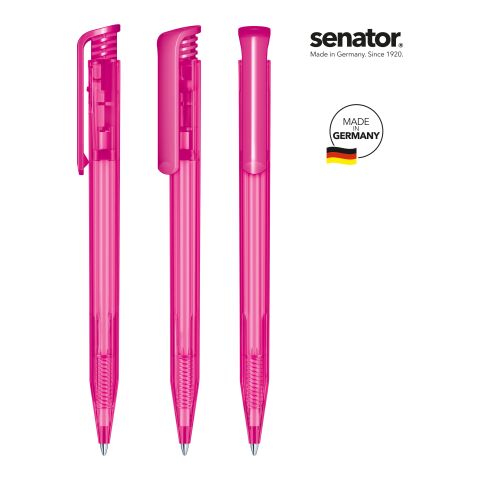 Werbeartikel senator Super Hit Clear Druckkugelschreiber – pink – mit Logo bedruckt