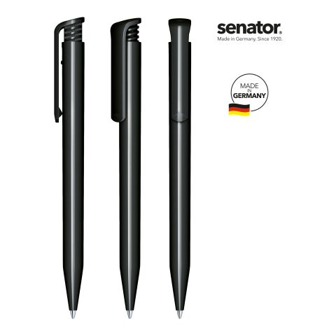 Werbeartikel senator Super Hit Polished Druckkugelschreiber – schwarz – mit Logo bedruckt