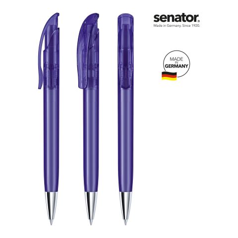 Werbeartikel senator Challenger Clear MT Druckkugelschreiber – violett – mit Logo bedruckt