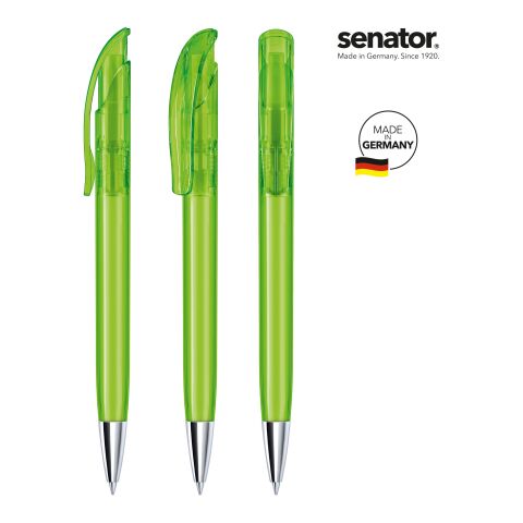 Werbeartikel senator Challenger Clear MT Druckkugelschreiber – hellgrün – mit Logo bedruckt