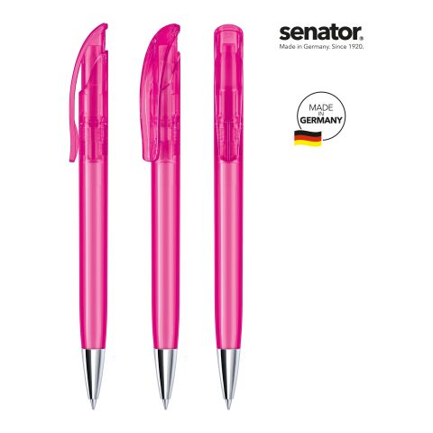 Werbeartikel senator Challenger Clear MT Druckkugelschreiber – pink – mit Logo bedruckt