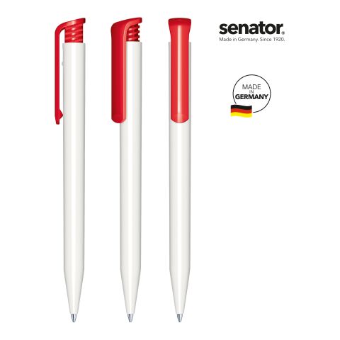Werbeartikel senator Super Hit Polished Basic Druckkugelschreiber – weiss-rot – mit Logo bedruckt