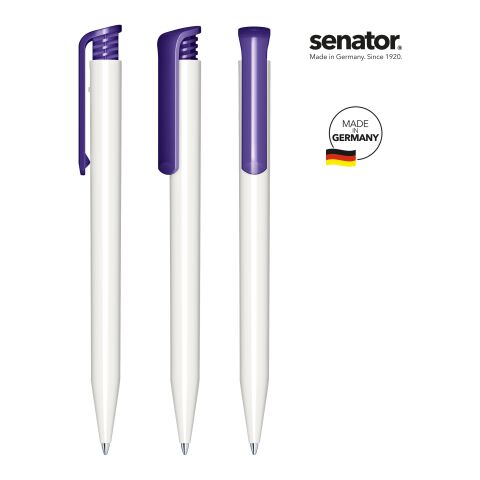 Werbeartikel senator Super Hit Polished Basic Druckkugelschreiber – weiss-violett – mit Logo bedruckt