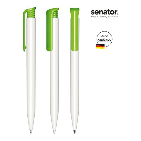 Werbeartikel senator Super Hit Polished Basic Druckkugelschreiber – weiss-hellgrün – mit Logo bedruckt