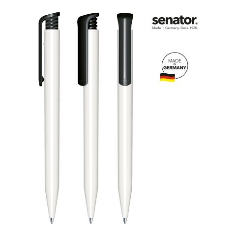 Werbeartikel senator Super Hit Polished Basic Druckkugelschreiber – weiss-schwarz – mit Logo bedruckt