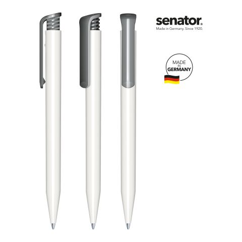 Werbeartikel senator Super Hit Polished Basic Druckkugelschreiber – weiss-anthrazit – mit Logo bedruckt