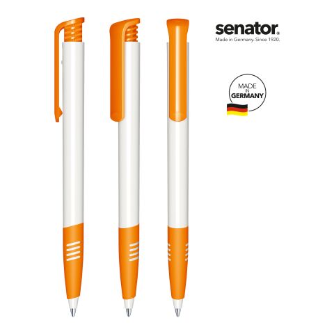Werbeartikel senator Super Hit Polished Basic SG Druckkugelschreiber – weiss-orange – mit Logo bedruckt