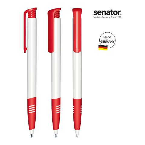 Werbeartikel senator Super Hit Polished Basic SG Druckkugelschreiber – weiss-rot – mit Logo bedruckt