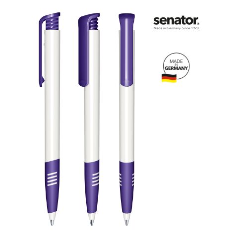 Werbeartikel senator Super Hit Polished Basic SG Druckkugelschreiber – weiss-violett – mit Logo bedruckt