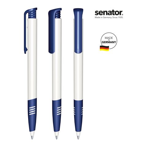 Werbeartikel senator Super Hit Polished Basic SG Druckkugelschreiber – weiss-marineblau – mit Logo bedruckt