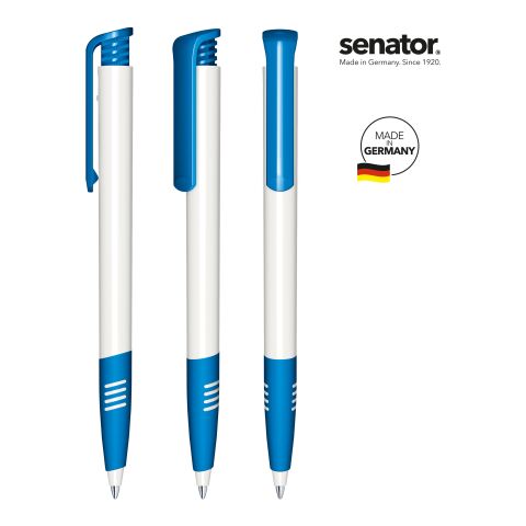 Werbeartikel senator Super Hit Polished Basic SG Druckkugelschreiber – weiss-blau – mit Logo bedruckt