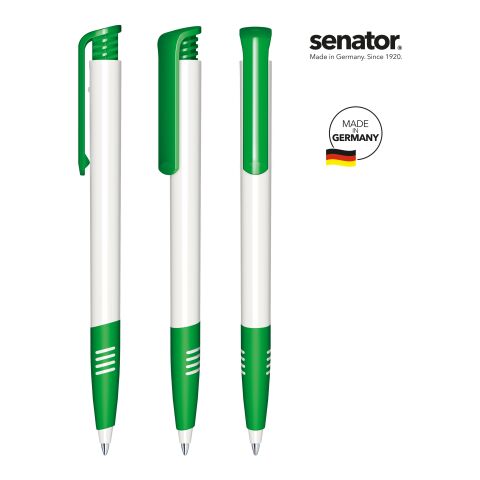 Werbeartikel senator Super Hit Polished Basic SG Druckkugelschreiber – weiss-grün – mit Logo bedruckt