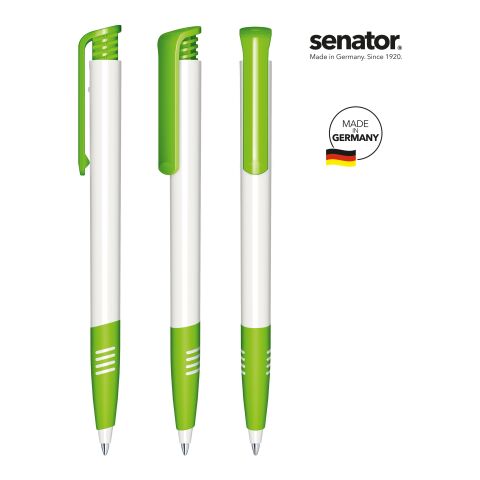 Werbeartikel senator Super Hit Polished Basic SG Druckkugelschreiber – weiss-hellgrün – mit Logo bedruckt