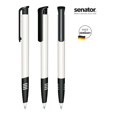 Werbeartikel senator Super Hit Polished Basic SG Druckkugelschreiber – weiss-schwarz – mit Logo bedruckt